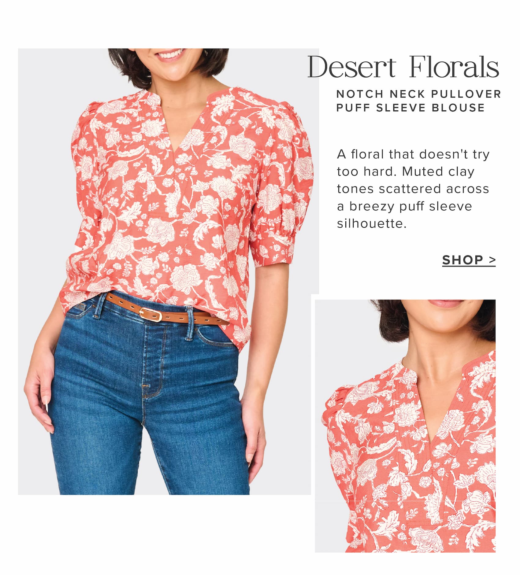 Desert Floral - Notch Neck Pullover