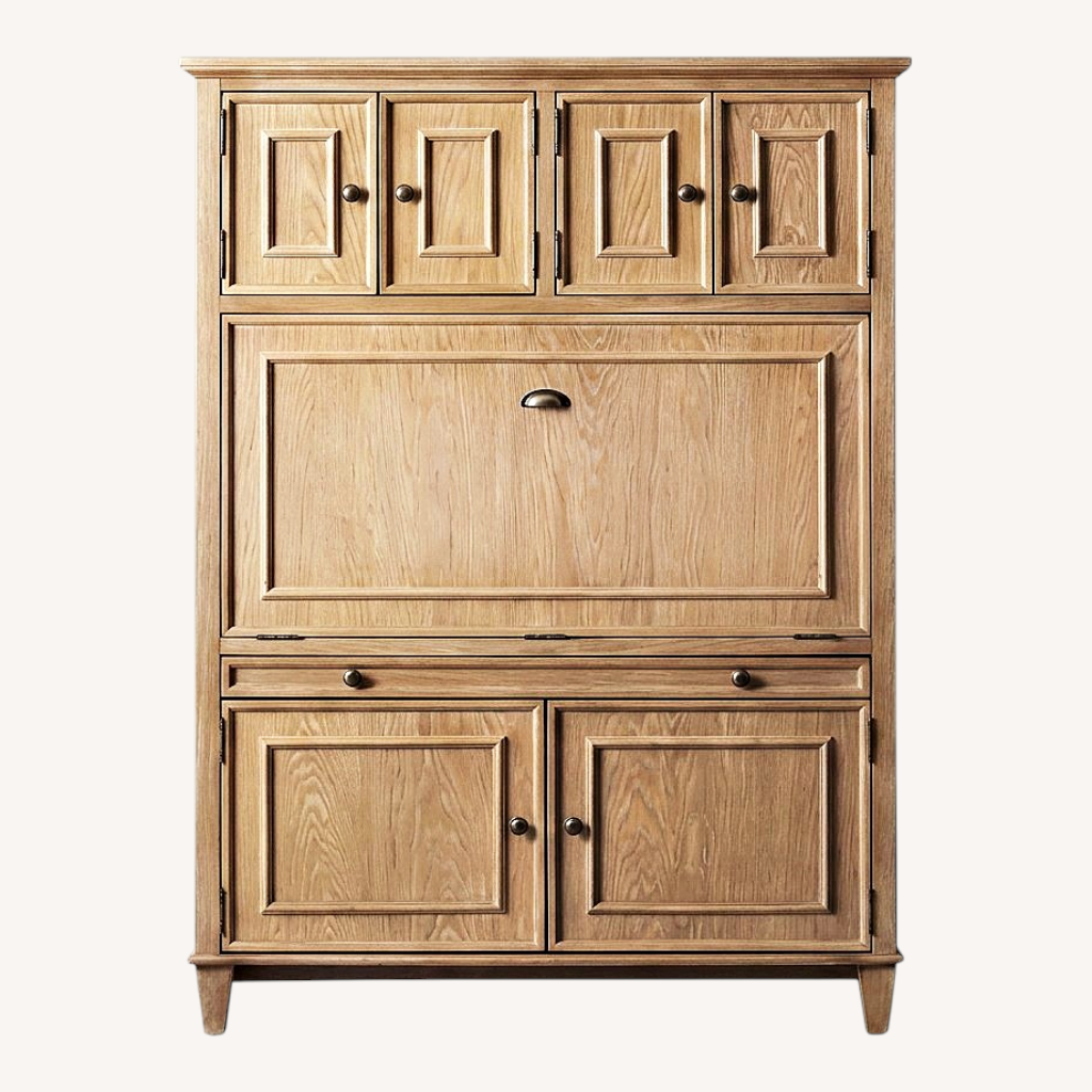 Image of Arhaus Natural Wood Hideaway Computer Cabinet