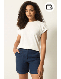 M&Co Navy Blue Cotton Poplin Shorts