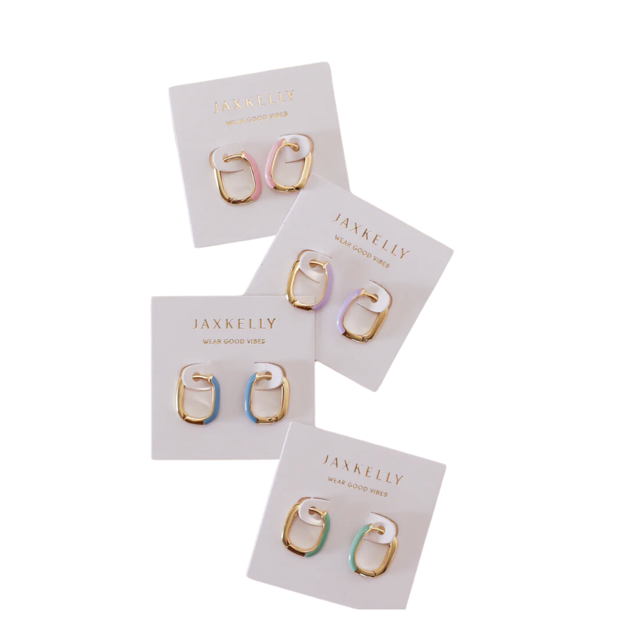 Image of Color Dipped Rectangle Hoop Earrings