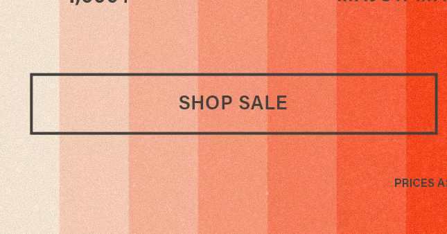 Clickable SHOP SALE button over a gradient background with vertical stripes ranging from cream to vibrant orange-red, highlighting current deals.