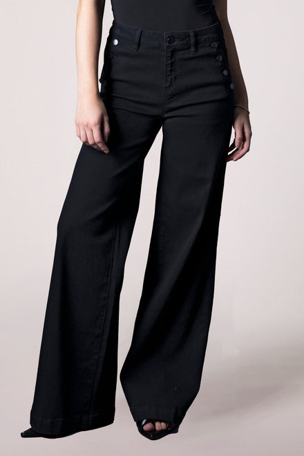 Selena Mid Rise Recycled Wide Leg - Black