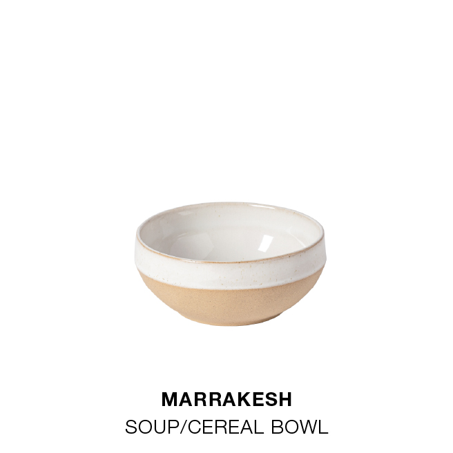 Product grid with photos and names: Arenito dinner plate, Arenito salad/dessert plate, Marrakesh soup/cereal bowl, Sen 24-piece flatware, Margarida set of 6 recycled glass wine glasses, and Oak Collection round oak wood serving board