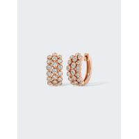 3-row Bezeled Diamond Huggie Earrings 18k Rose Gold
