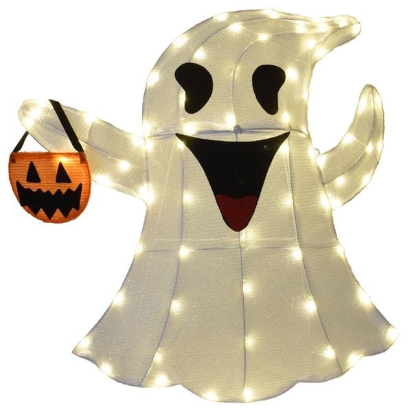 Click 73cm White Ghost Light Up Decoration 