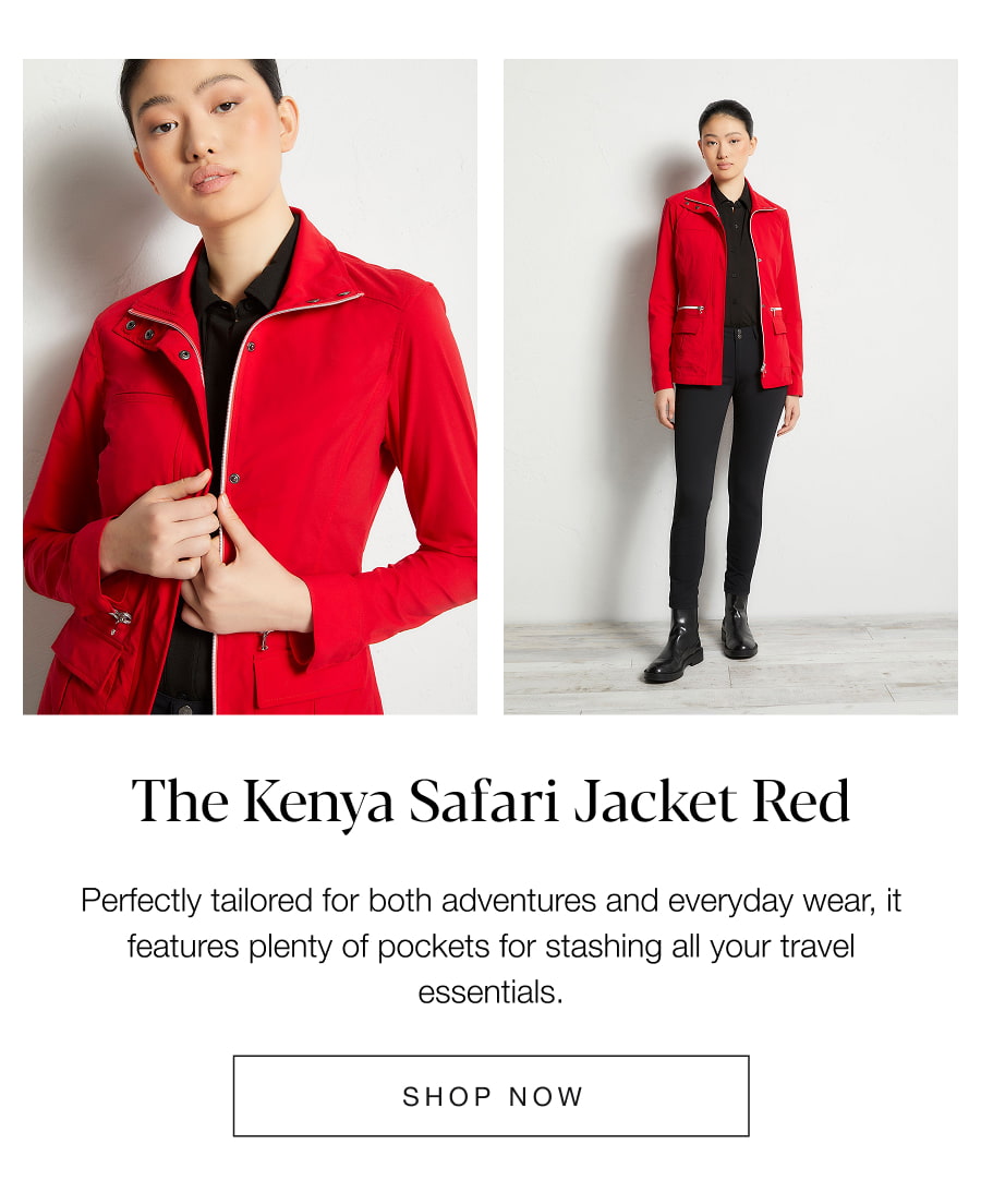 The Kenya Safari Jacket Red. SHOP NOW