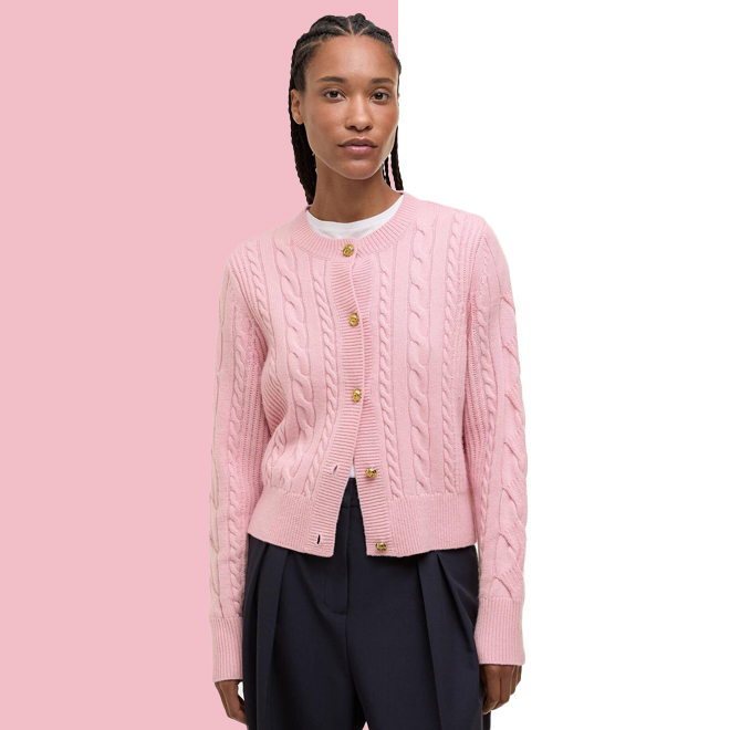Elina Wool-Cashmere Cable-Knit Cardigan
