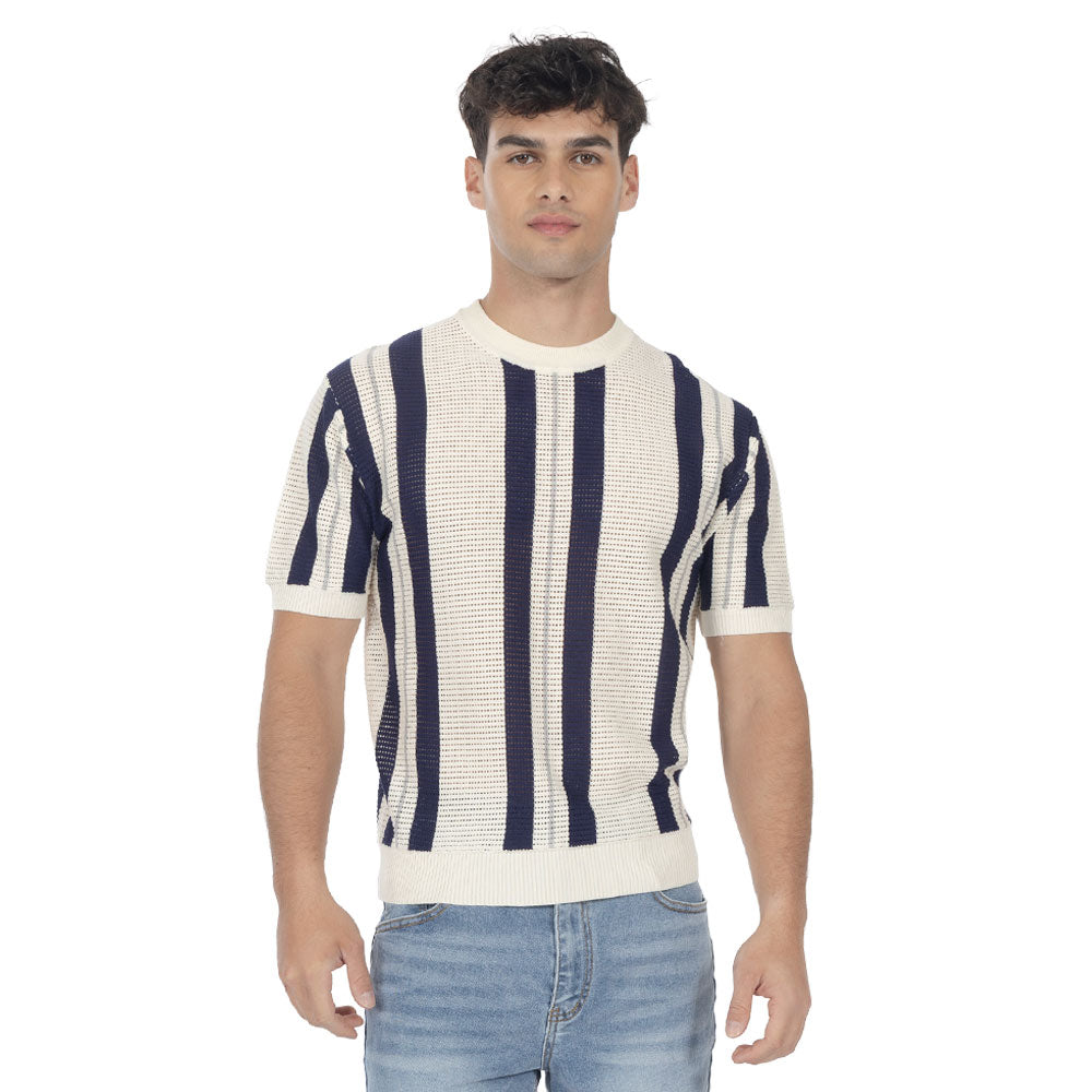Playera Tejida con Rayas Verticales
