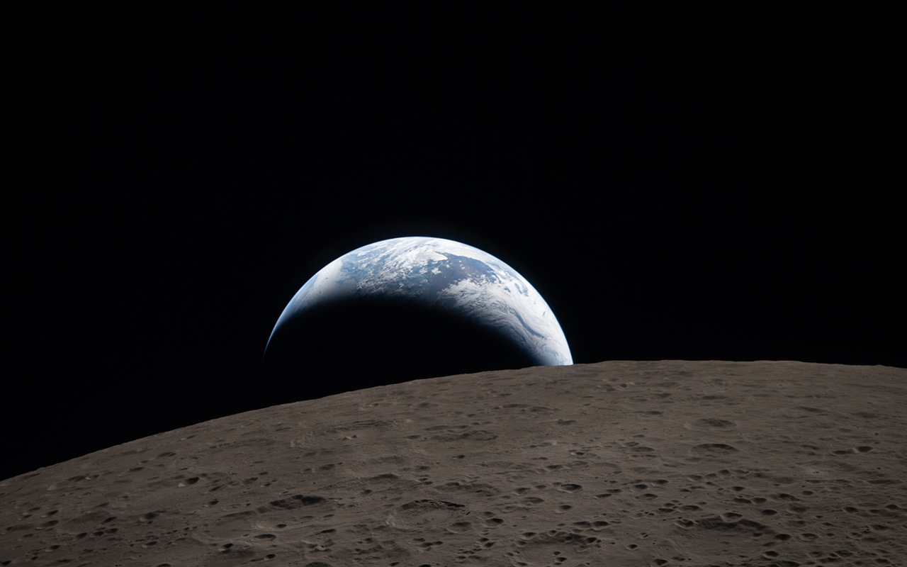 Image of an “Earthset” captured by Artemis II astronauts 