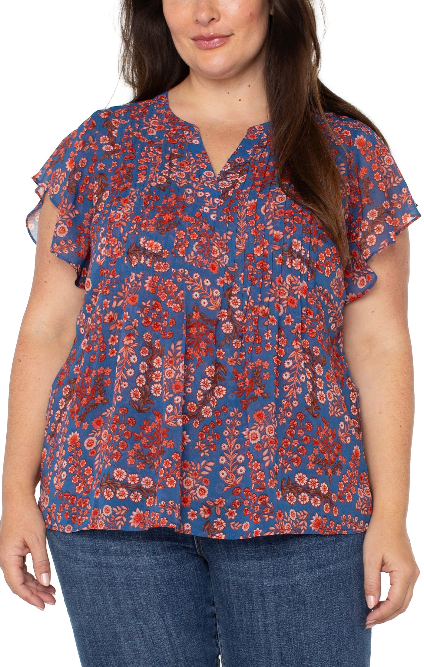 Image of DOUBLE LAYER FLUTTER SLEEVE BLOUSE