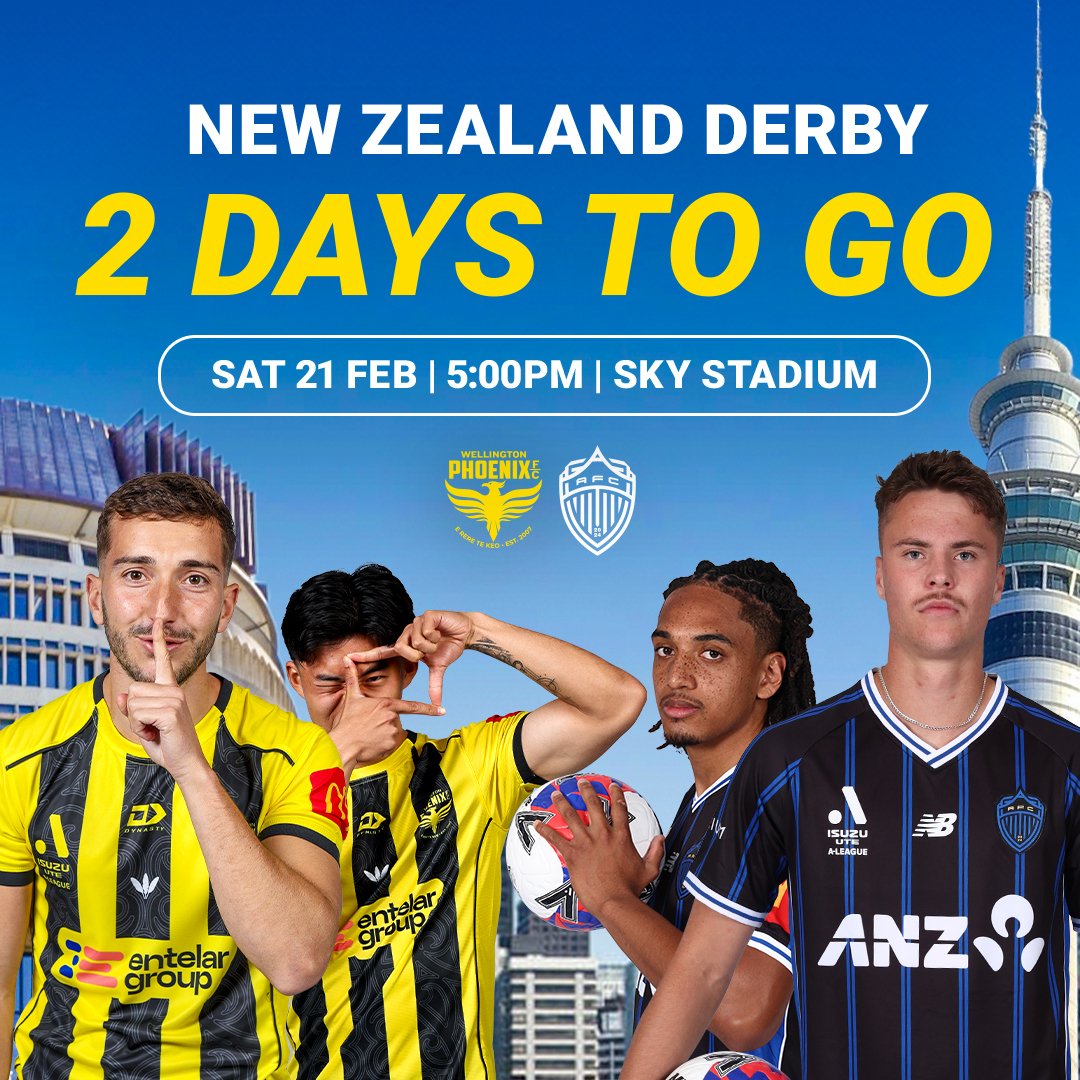 New Zealand Derby | Two days to go | Sat 21 Feb | 5:00pm | Sky Stadium