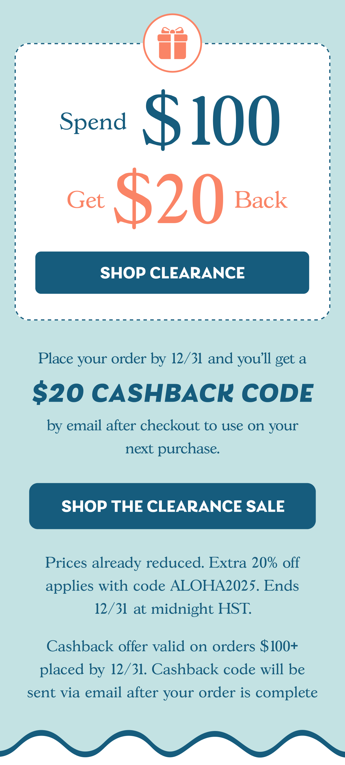 Spend $100 Get $20 Back