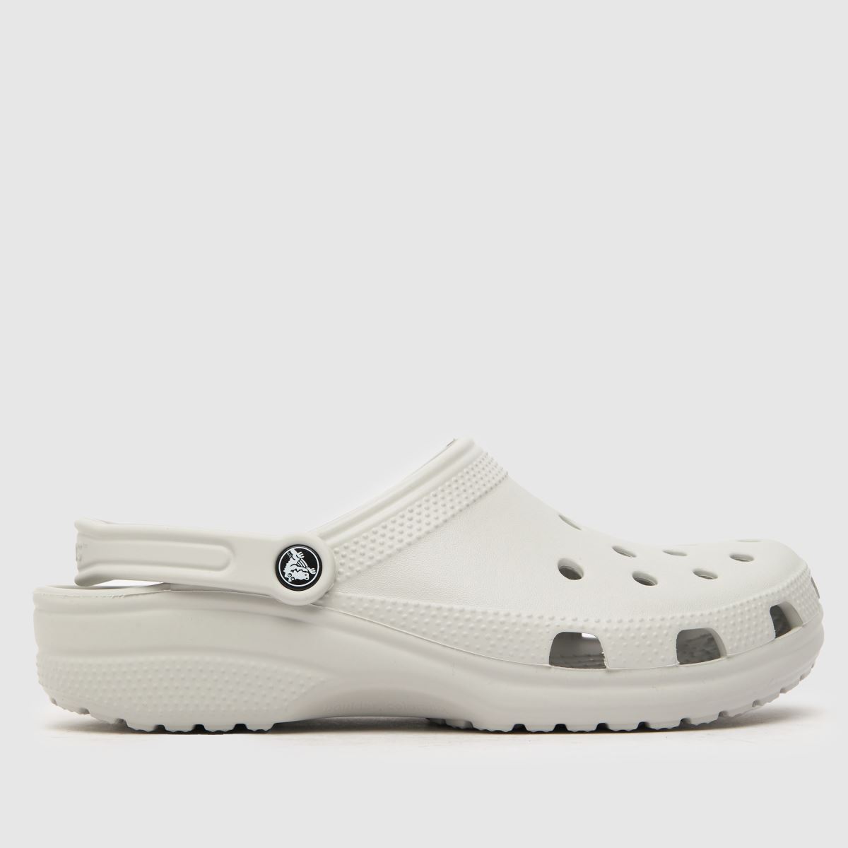 An image of a grey Crocs clog sandal