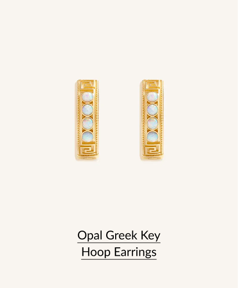 Opal Greek Key Hoop Earrings