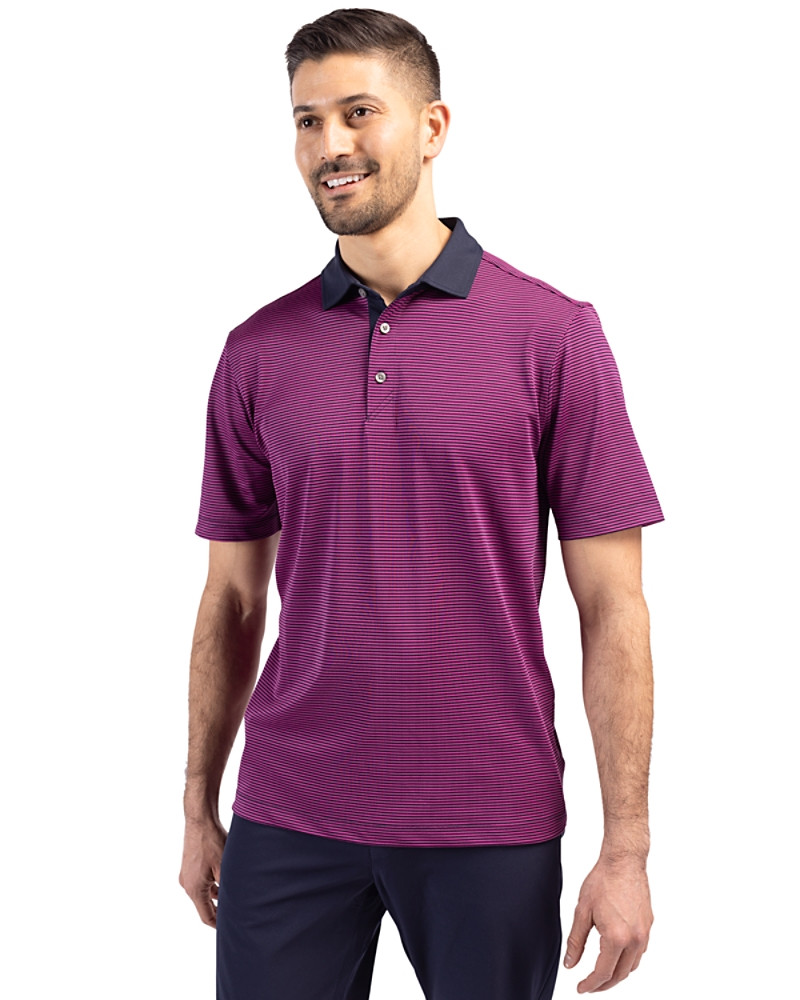 Image of Cutter & Buck Virtue Eco Pique Micro Stripe Recycled Mens Polo