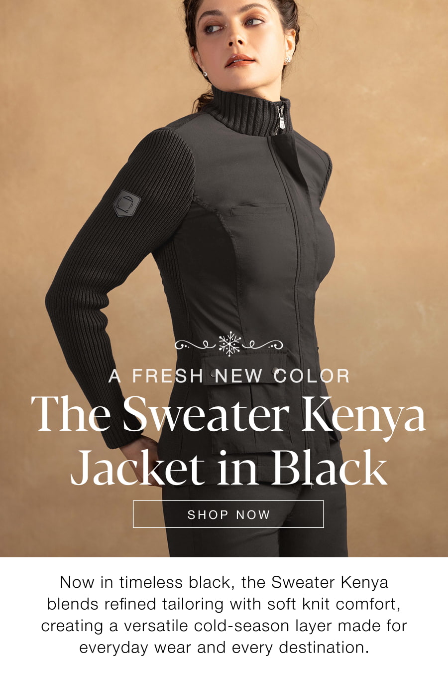 A Fresh New Color: The Sweater Kenya Jacket in Black. SHOP NOW