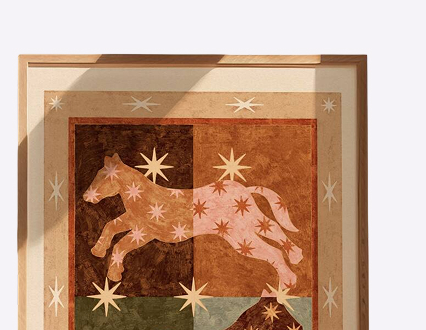 ‘Celestial Horse Two’, Colourful Western Art Print Rodeo Cowgirl Cowboy Poster
