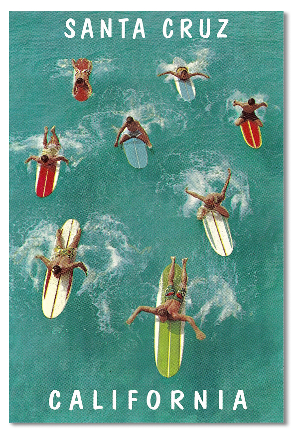 Surfers from Above Santa Cruz California