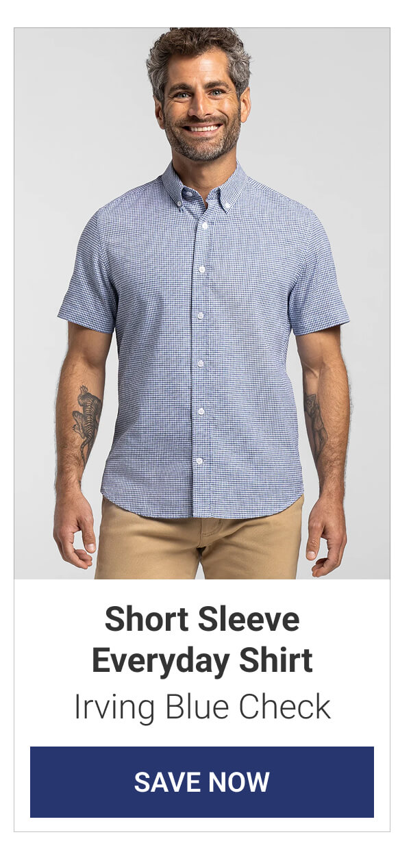 Irving Blue Check Short Sleeve Everyday Shirt