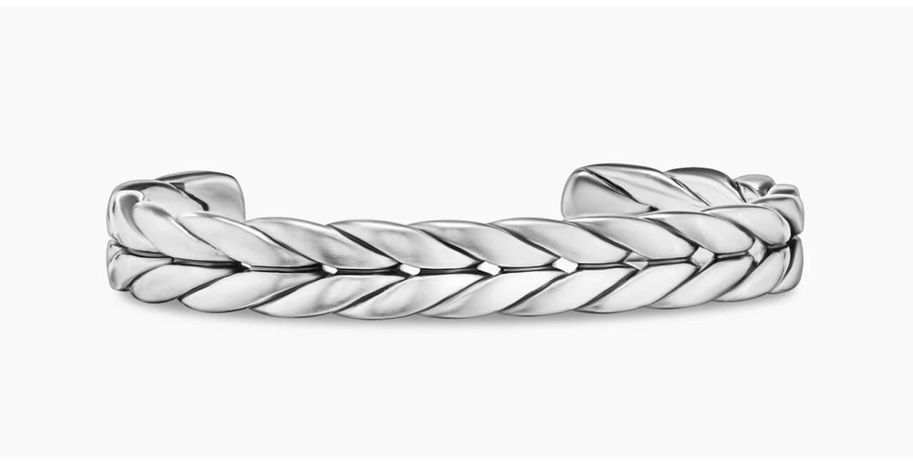 Chevron Cuff Bracelet Sterling Silver, 9mm