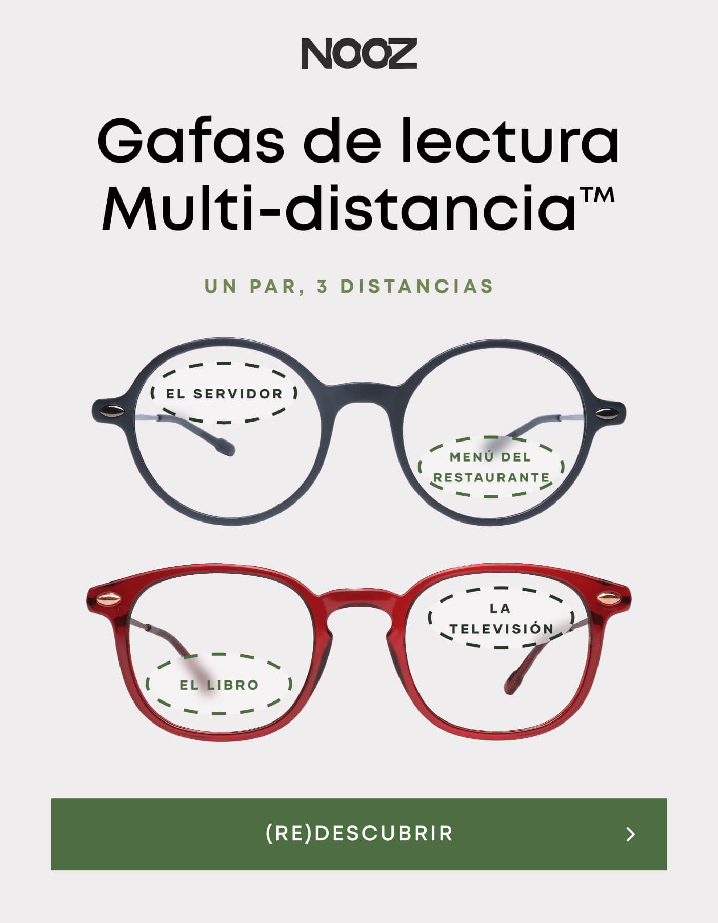 Multi-distance™ reading glasses