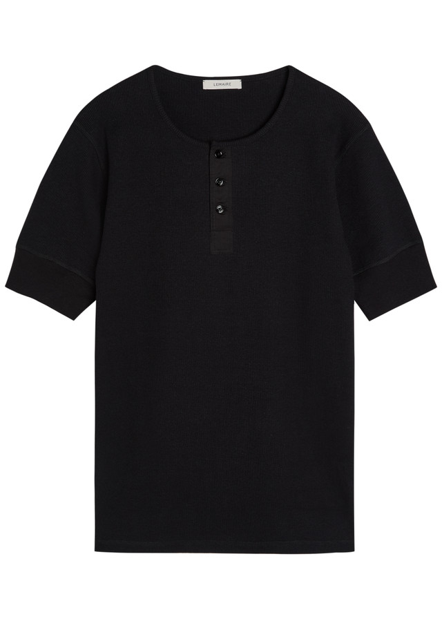 LEMAIRE Ribbed cotton-blend henley T-shirt