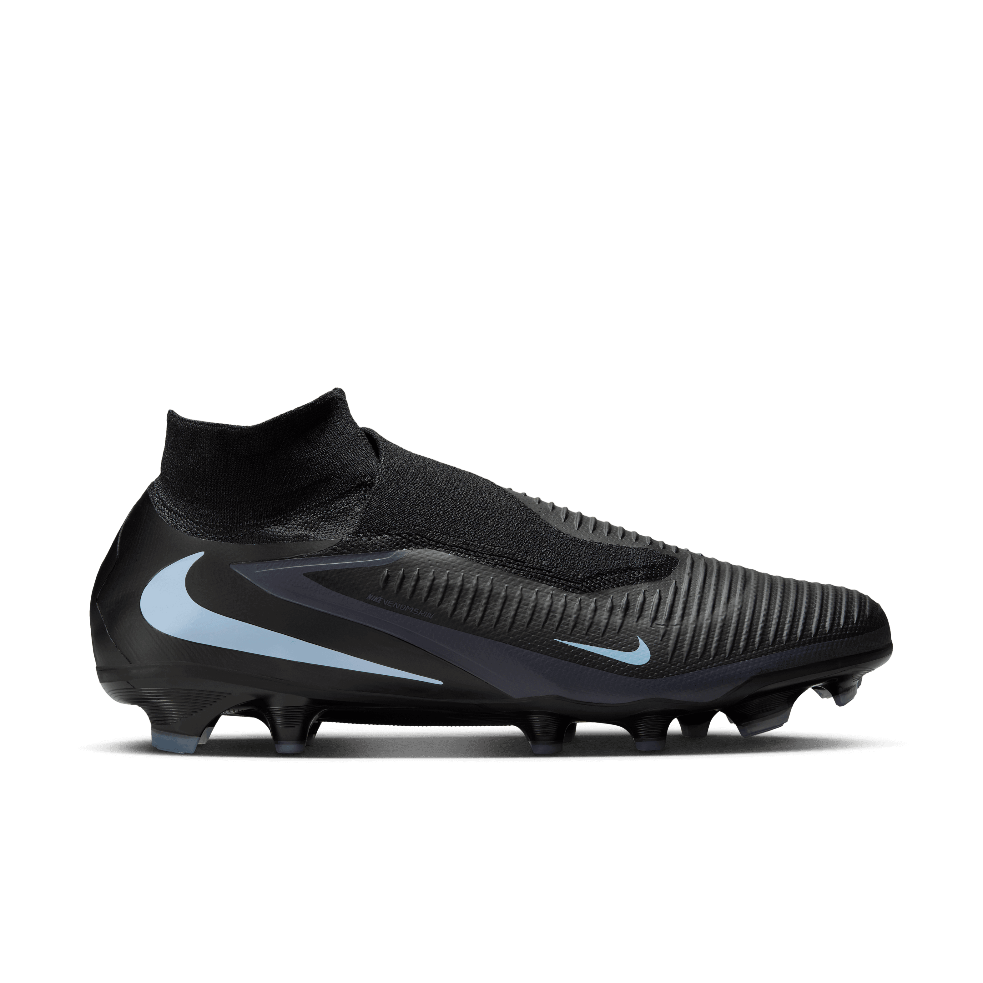 Image of Nike Phantom 6 High Pro Firm-Ground Soccer Cleats-Black/Ice Blue