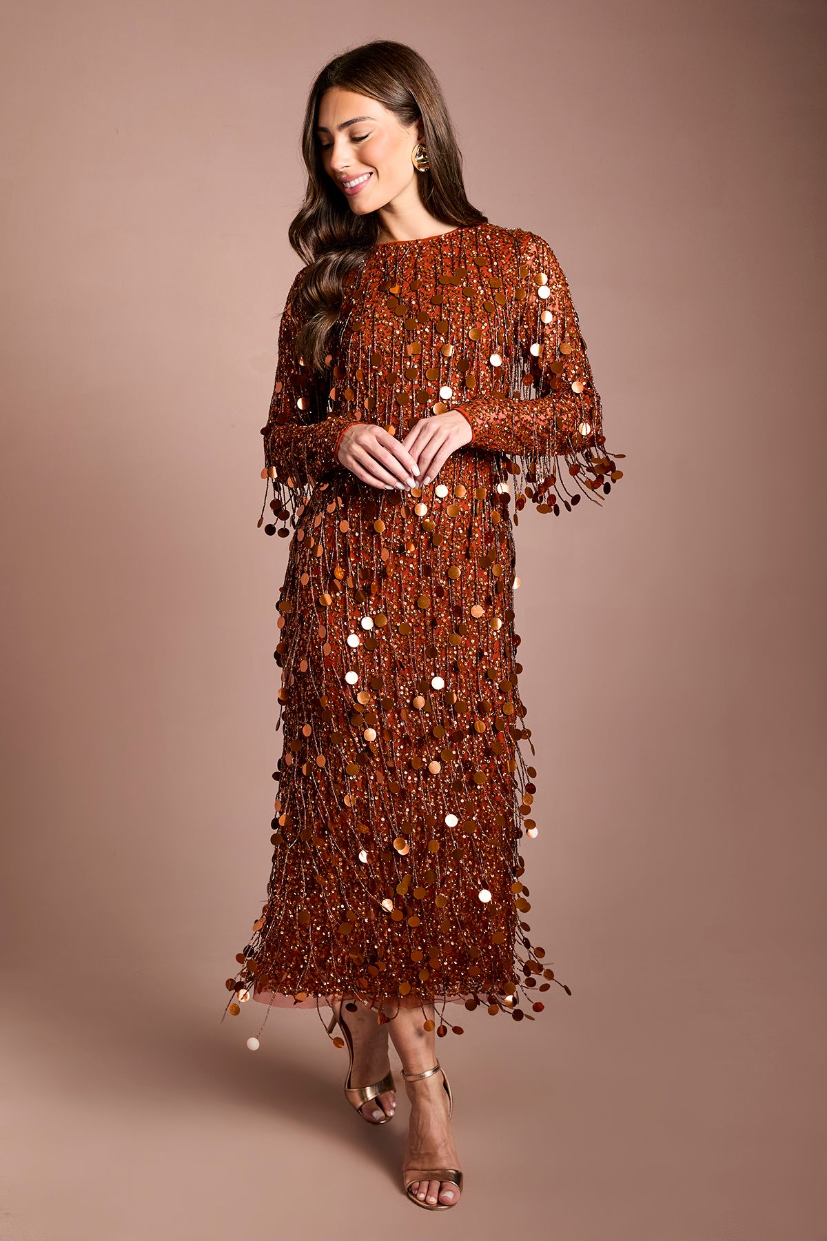 Coast Muse Sequin Long Sleeve Midi Dress