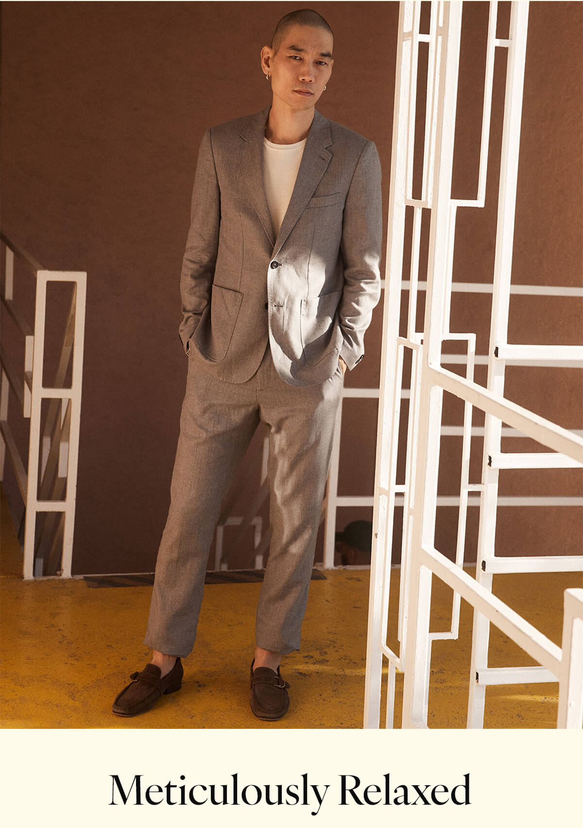 Model wears Billy Reid suiting