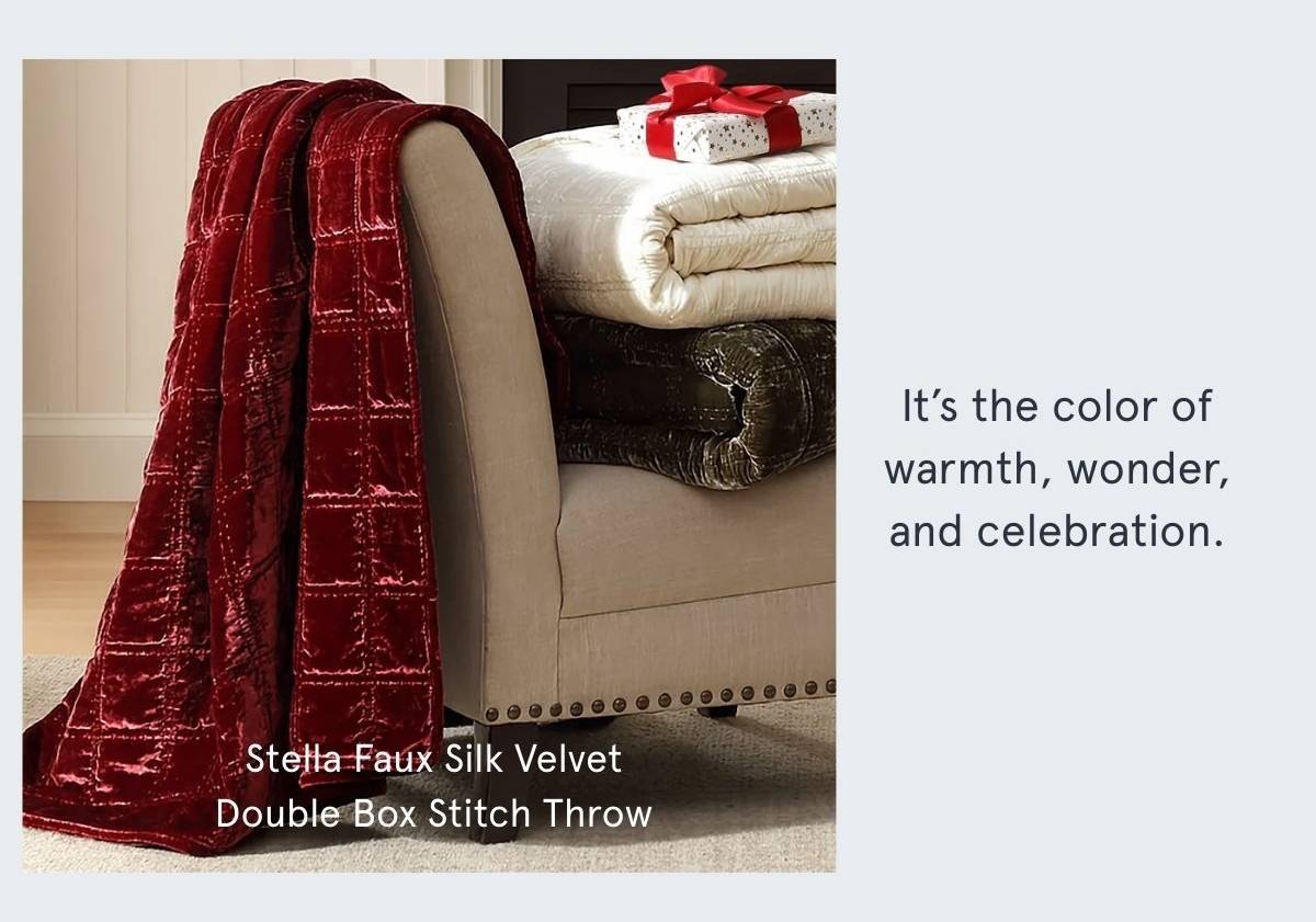 Stella Faux Silk Velvet Double Box Stitch Throw