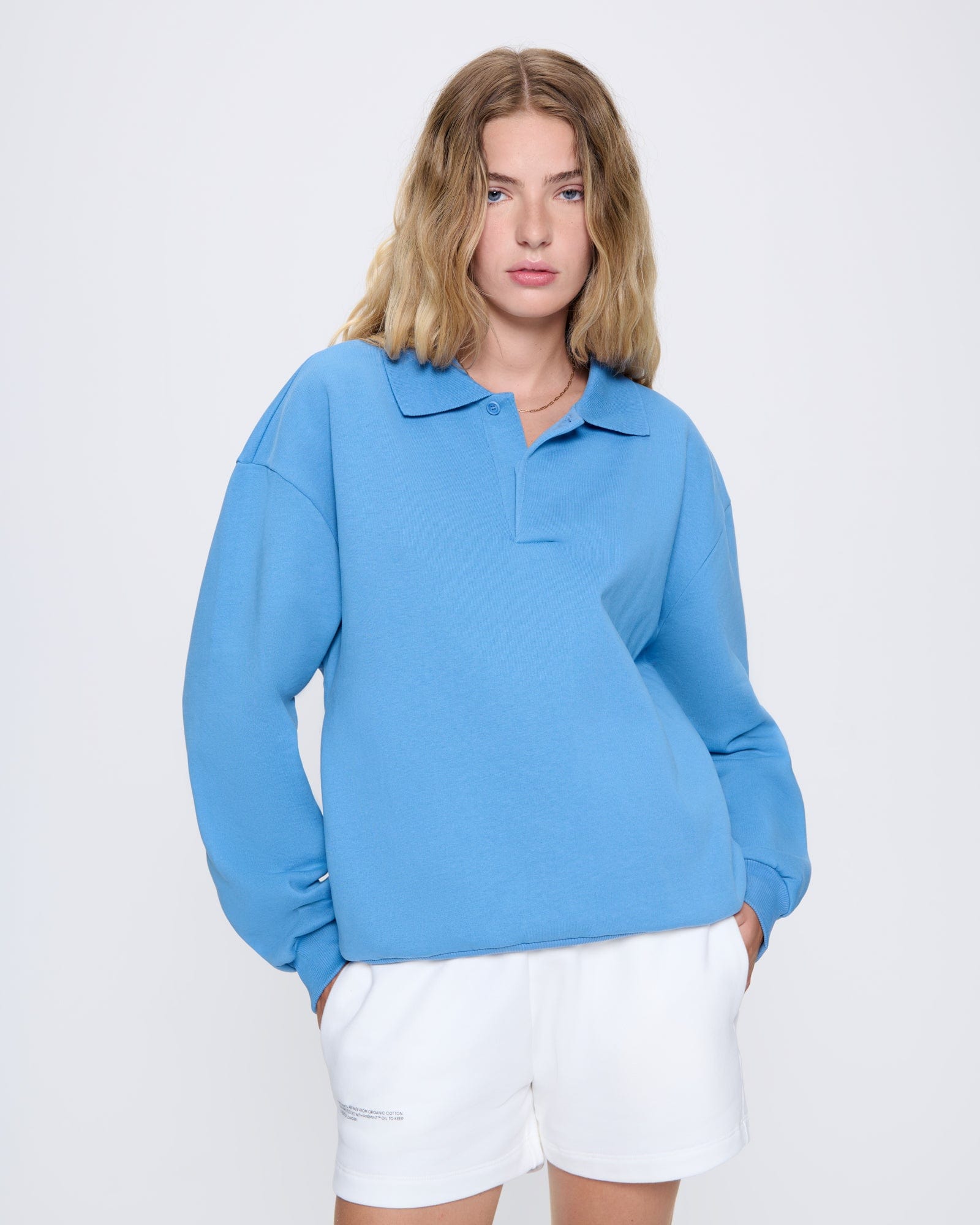 Image of Womens DNA Heavyweight Polo Sweatshirt—summit blue