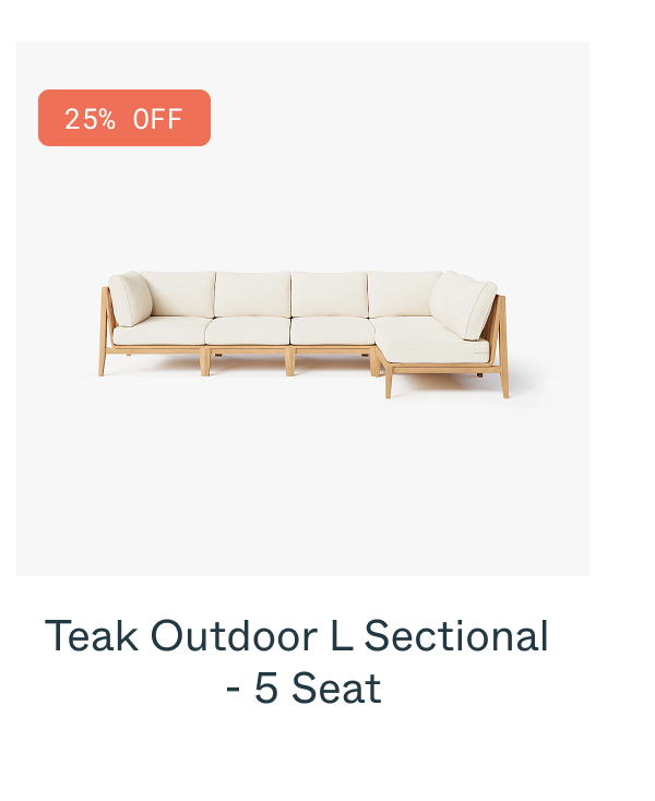 Teak Outdoor L Sectional - 5 Seat
