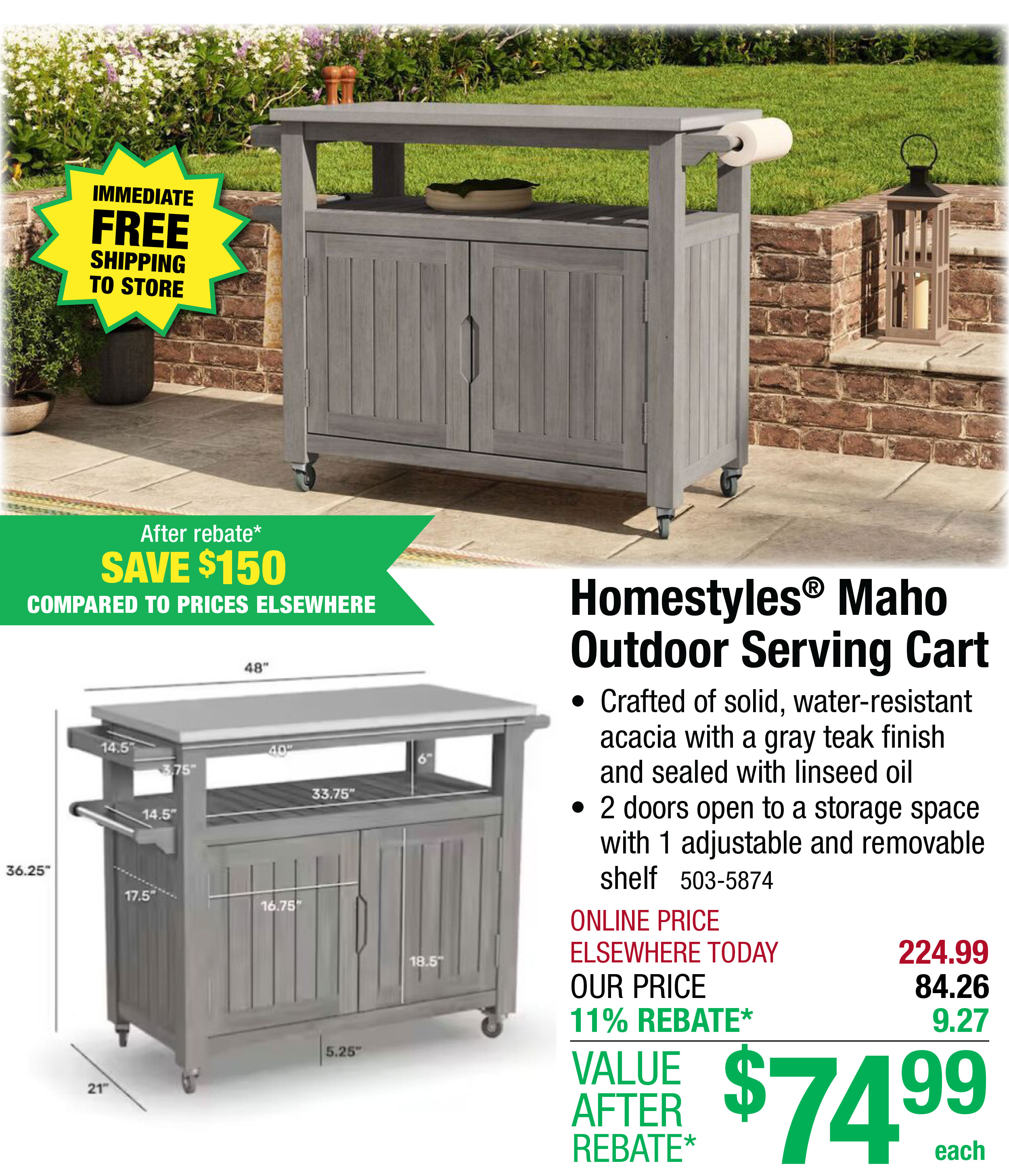 Homestyles® Maho Outdoor Serving Cart - ONLY $74.99 After Rebate*!