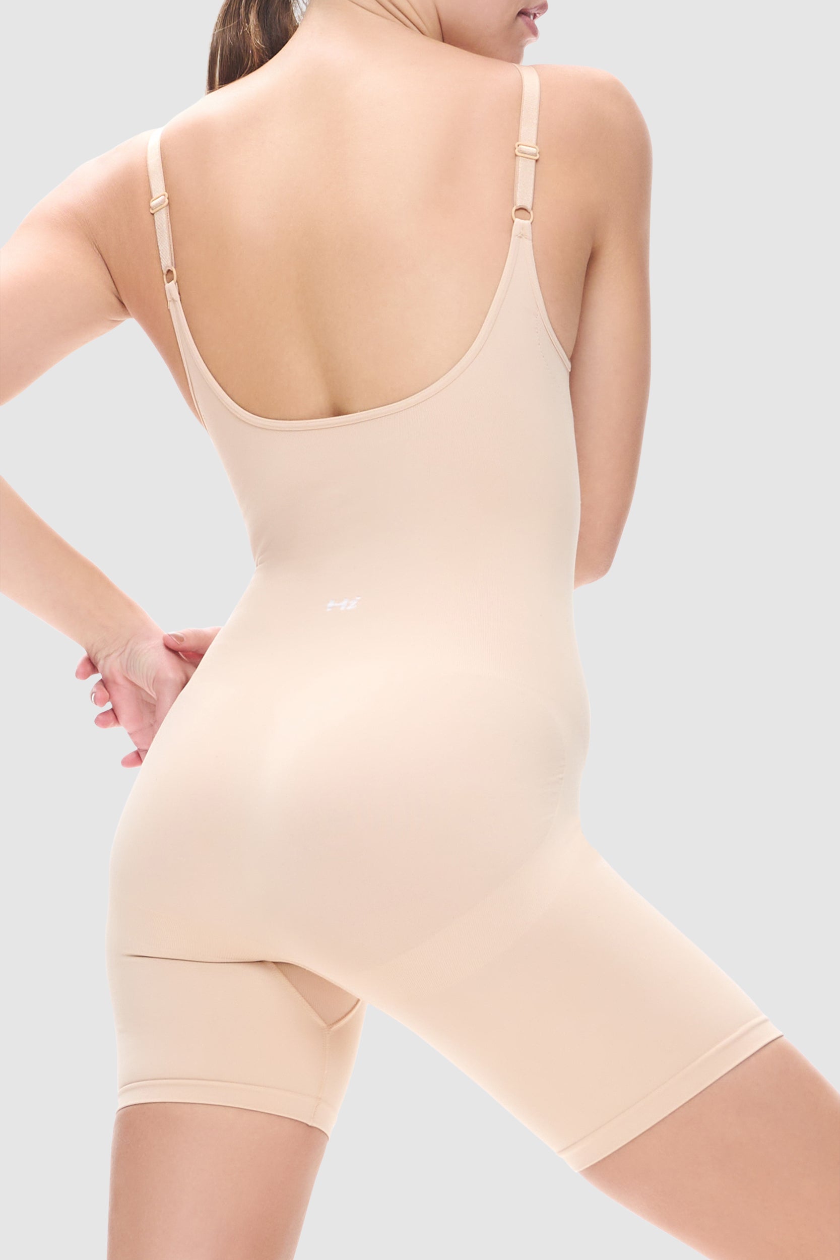Image of Contour Seamless Shorty Bodysuit Almond