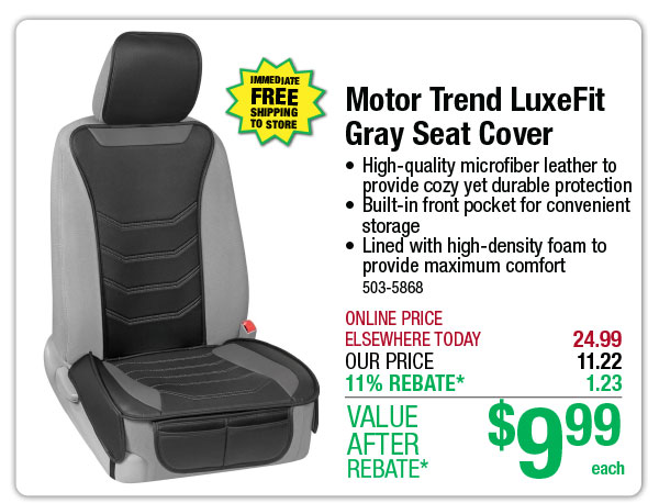 Motor Trend LuxeFit Gray Seat Cover - ONLY $9.99 After Rebate*!