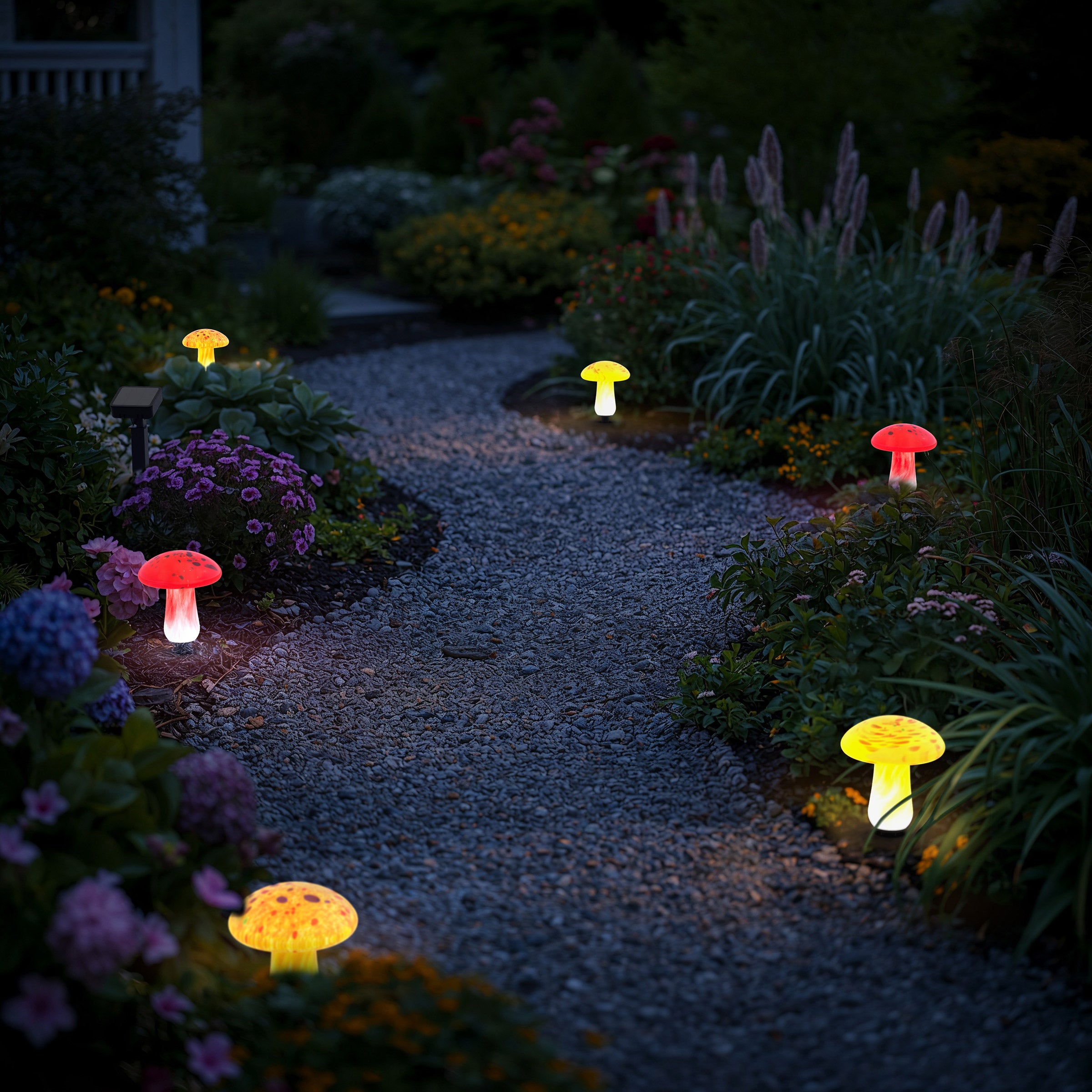 Infinity X1 Glass Solar Mushroom Landscape Lights, 2-Pack