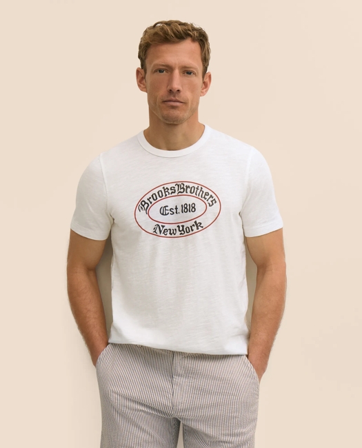 Image of Cotton Slub Emblem Graphic T-Shirt