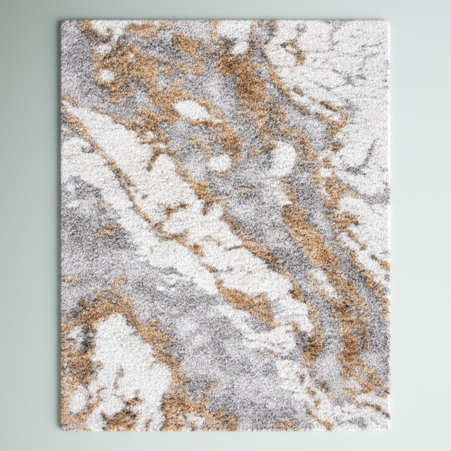 Elser Abstract Ivory/Gray/Gold Area Rug
