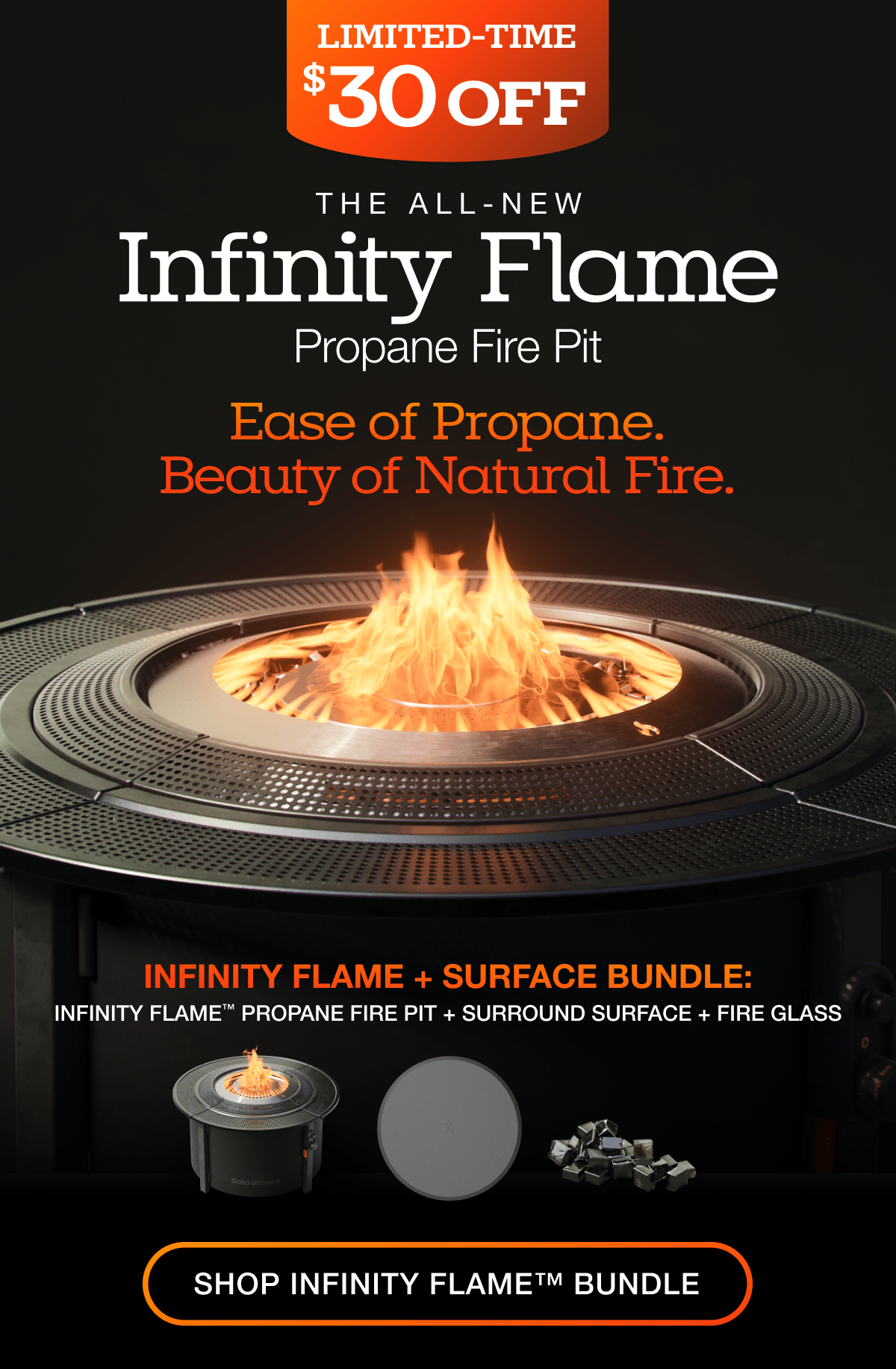 Infinity Flame Propane Fire Pit + Surround Surface