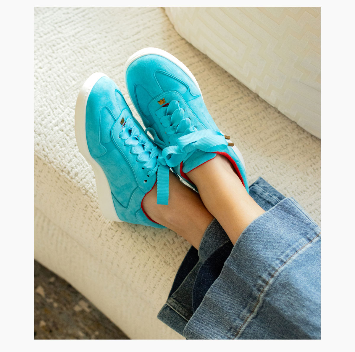 The Jay Sneaker In Aqua Suede