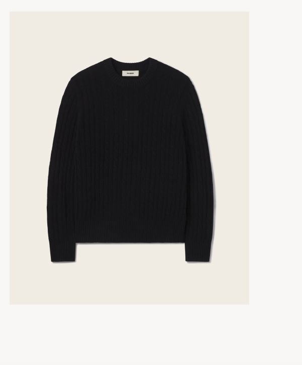 Black California Cashmere Cable Crew