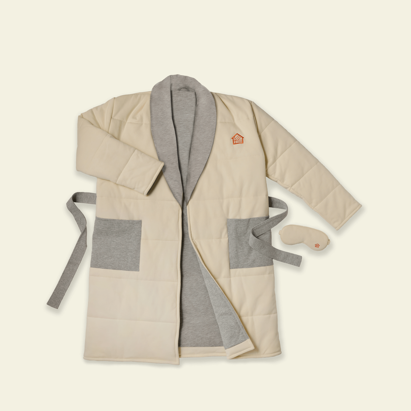 Image of Housecoat and Sleep Mask in Cream