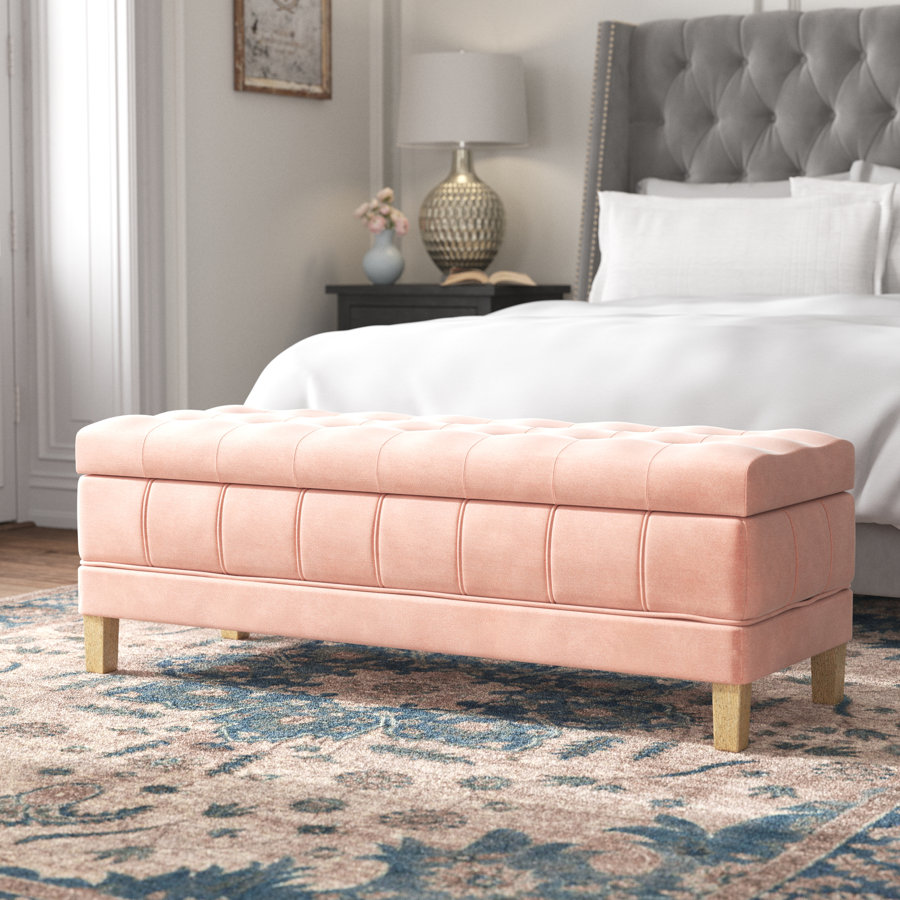 Gloria 52" Wide Velvet Tufted Rectangle Storage Ottoman
