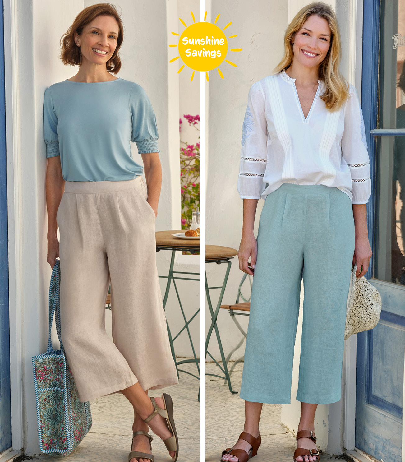 Elastic Back Linen Culottes