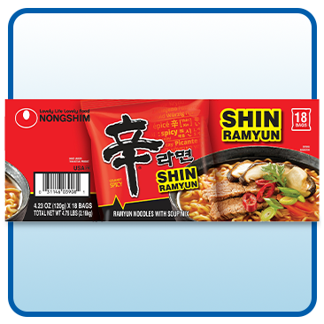 Nongshim Shin Ramyun Noodles with Soup Mix, Gourmet Spicy, 4.2 oz, 18-Count