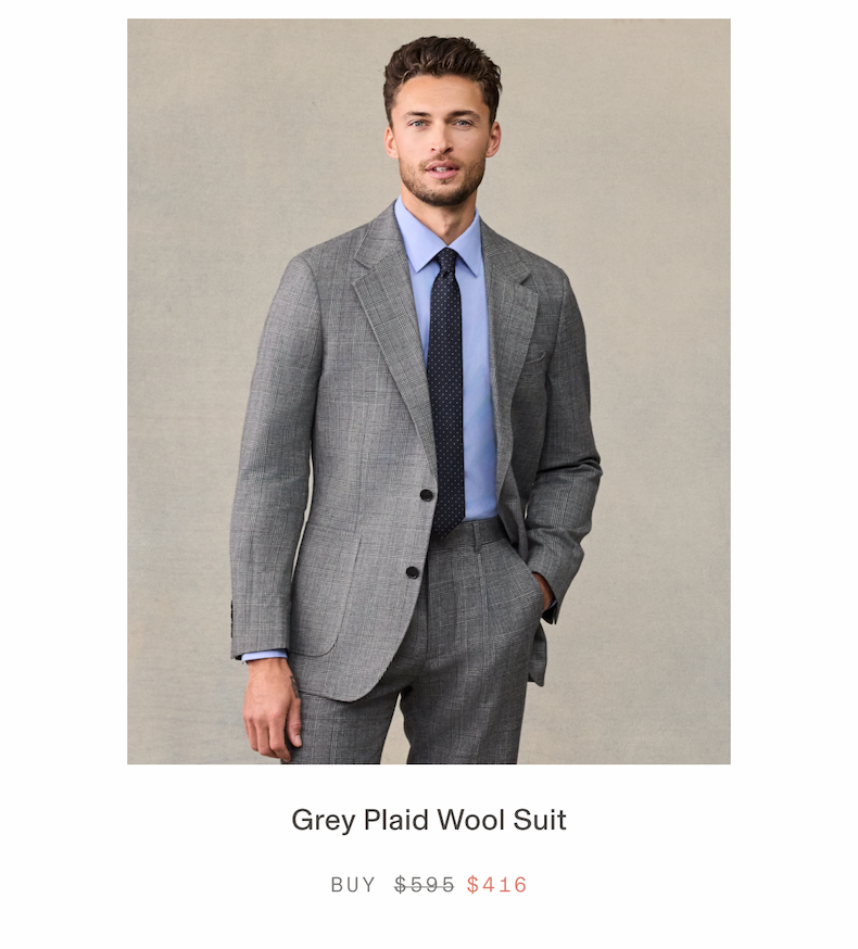 Grey Plaid Wool Suit