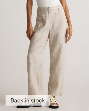 100% European Linen Patch Pocket Wide Leg Pants