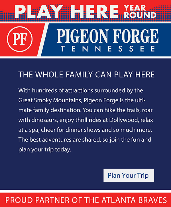 The whole family can play here. With hundreds of attractions surrounded by the Great Smoky Mountains, Pigeon Forge is the ultimate family destination You can hike the trails, roar with dinosaurs, enjoy thrill rides at Dollywood, relax at a spa, cheer for dinner shows and so much more. The best adventures are shared, so join the fun and plan your trip today. 