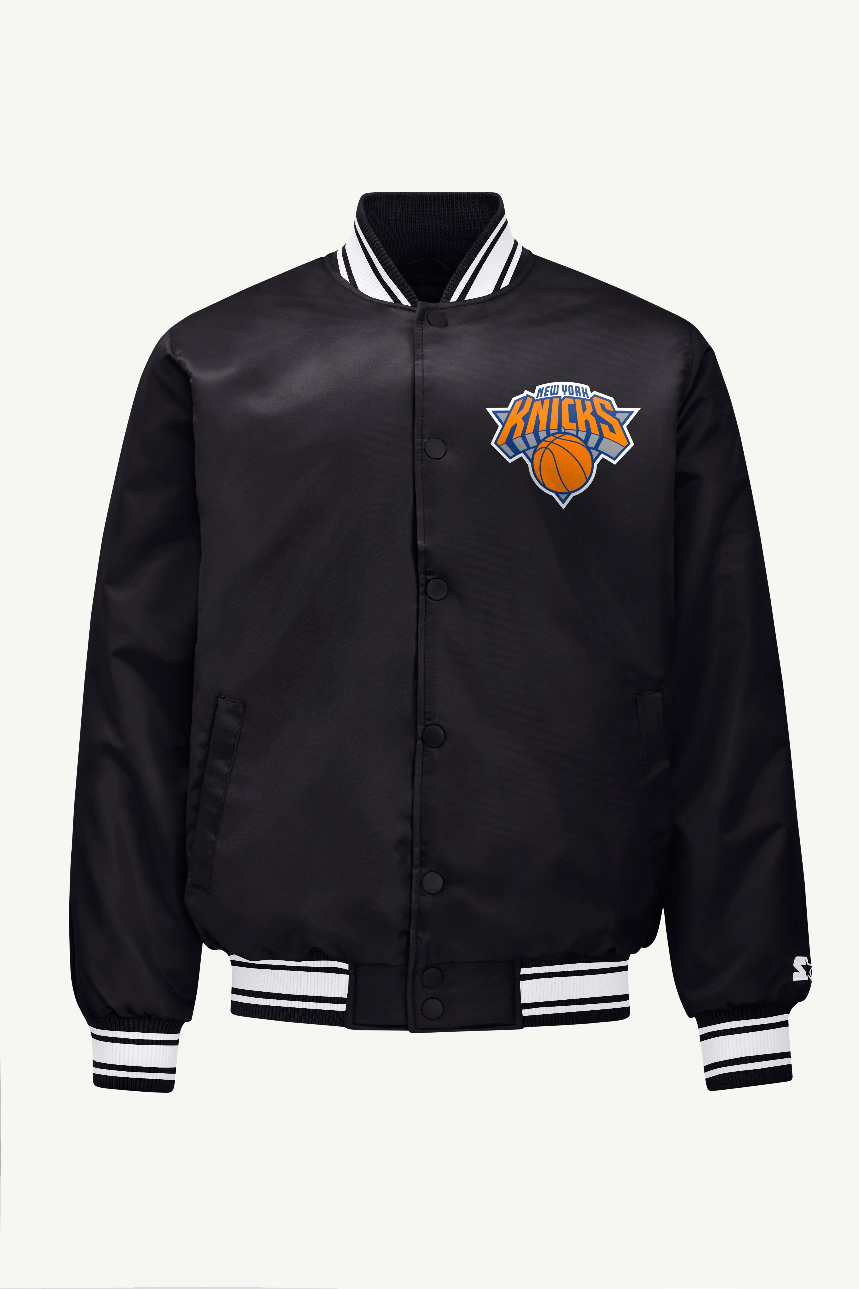 Image of MENS NEW YORK KNICKS TRIANGLE SATIN VARSITY JACKET