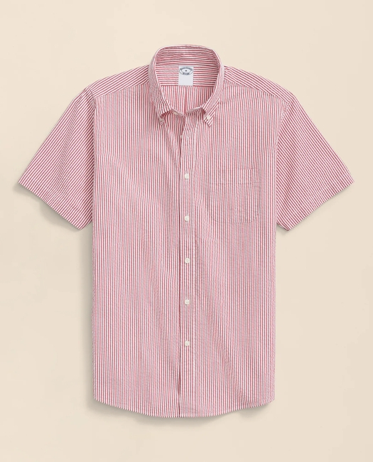 Image of Washed Cotton Seersucker Button-Down Luxury Clothing